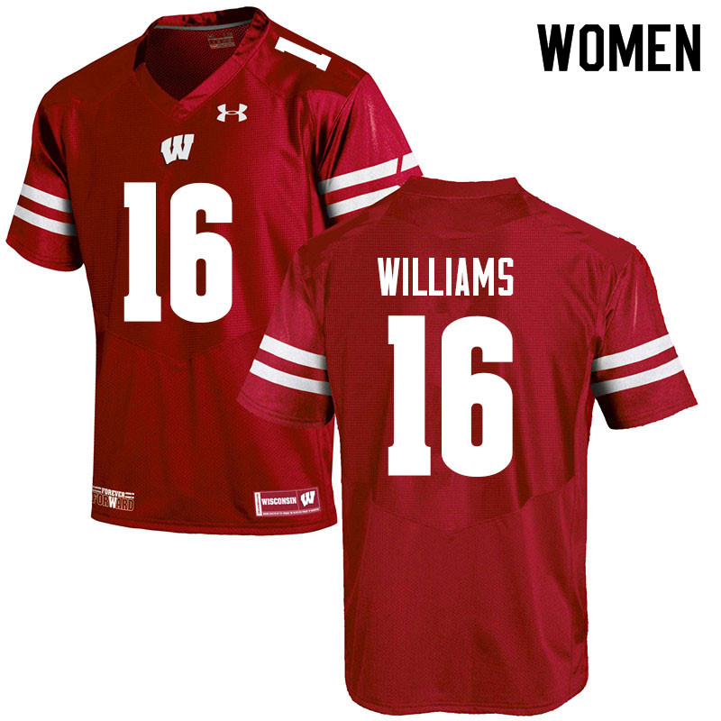 Women #16 Amaun Williams Wisconsin Badgers College Football Jerseys Sale-Red - Click Image to Close